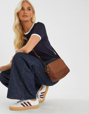 Suedette Classic Crossbody Bag, Tan (TAN), large