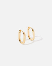 Gold-Plated Oval Hoop Earrings, , large