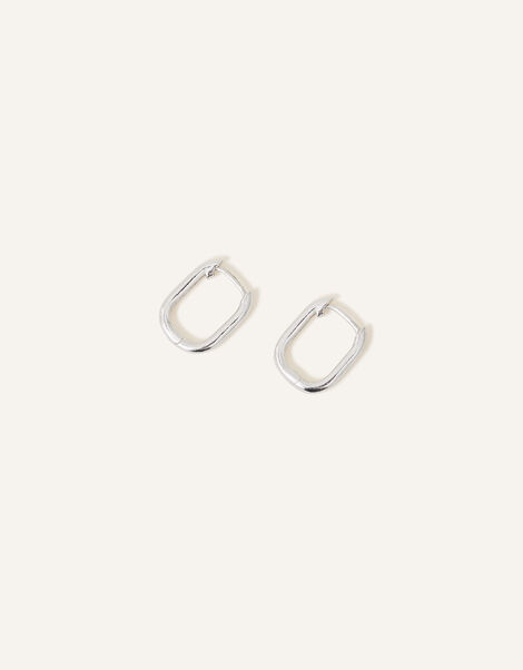 Sterling Silver Rectangular Hoops, , large