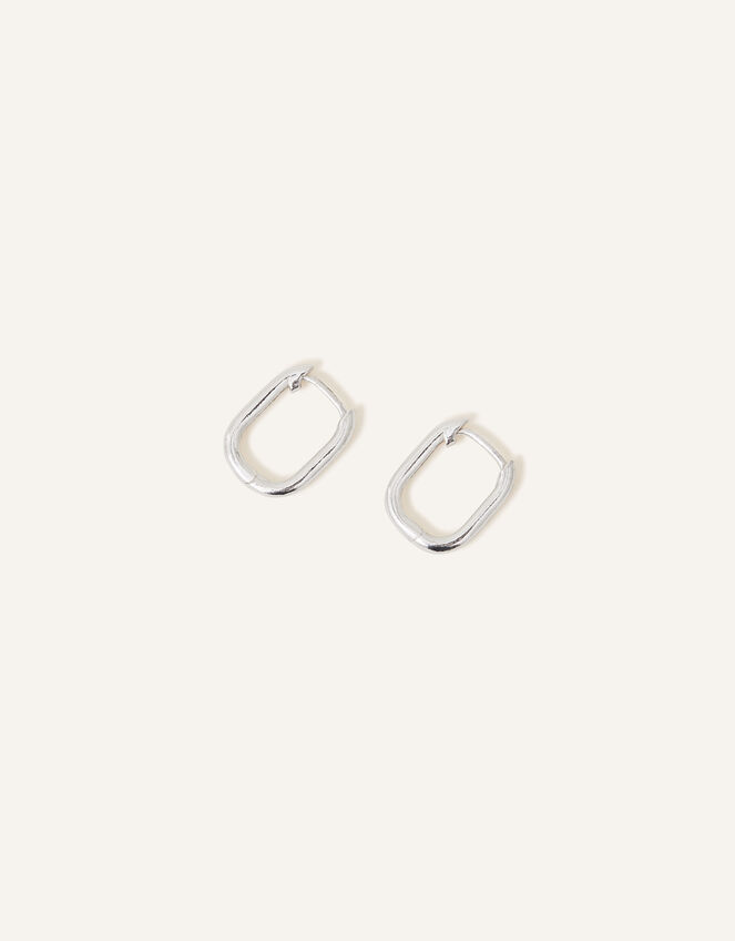 Sterling Silver Rectangular Hoops, , large