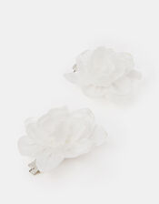 2-Pack Girls Fabric Flower Hair Clips, , large