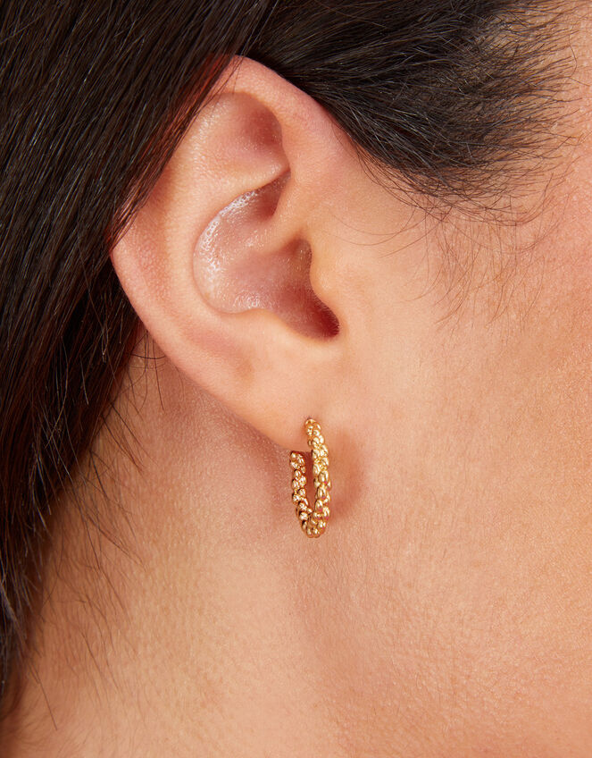14ct Gold-Plated Bobble Chubby Hoops, , large