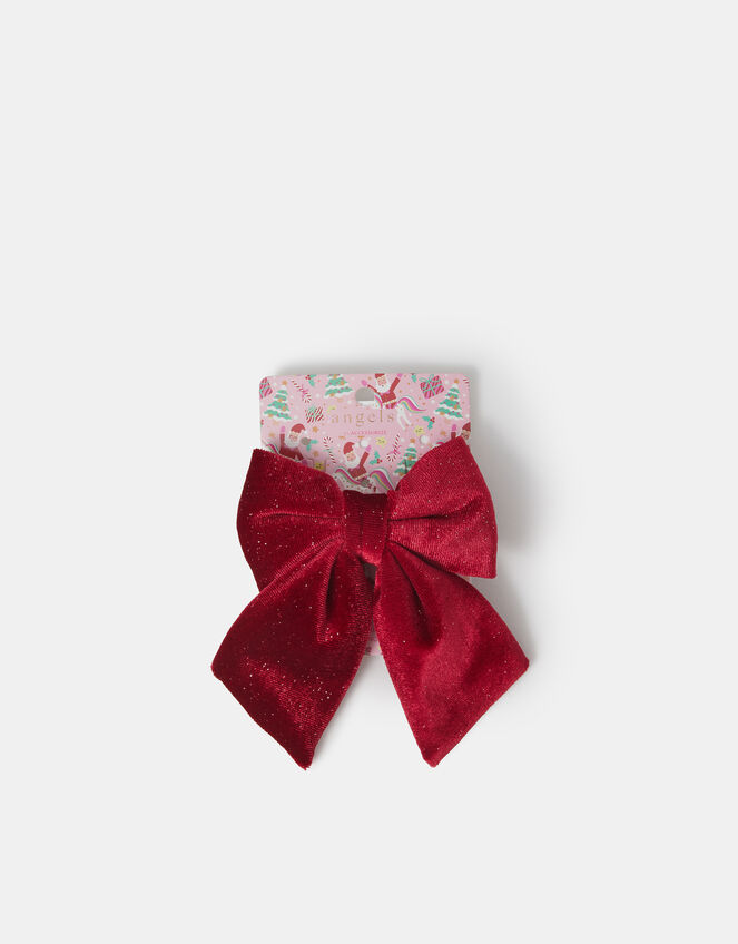 Velvet Bow Barrette Hair Clip, , large