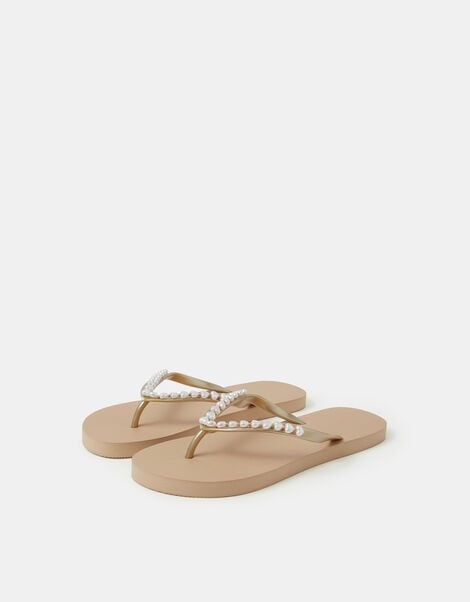 Pearl Flip Flops, Gold (GOLD), large