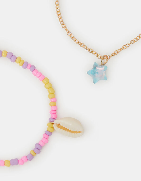 2-Pack Girls Beaded Charm Anklets, , large