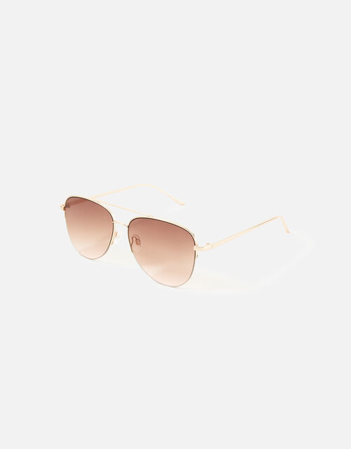Leigh Half-Frame Aviator Sunglasses, , large
