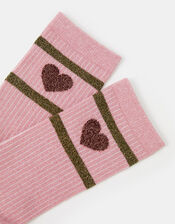 Heart Varsity Glitter Socks, , large