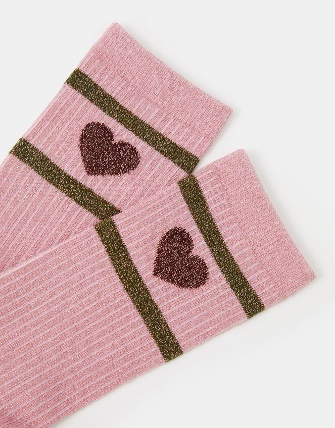 Heart Varsity Glitter Socks, , large