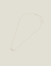Sterling Silver-Plated Sparkle Flower Necklace, , large