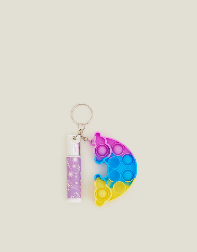 Girls Lip Balm and Rainbow Push Popper Keyring, , large