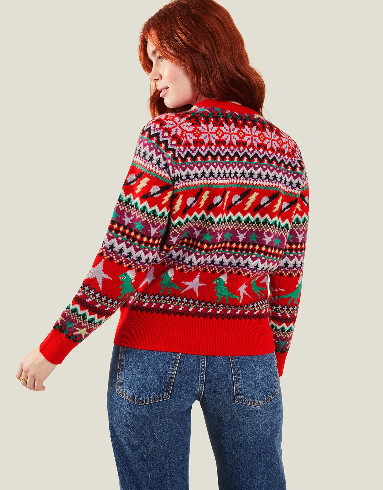 Christmas Dinosaur Knit Jumper Red