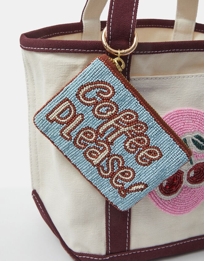 Accessorize x Good Manners Beaded Coffee Coin Purse, , large