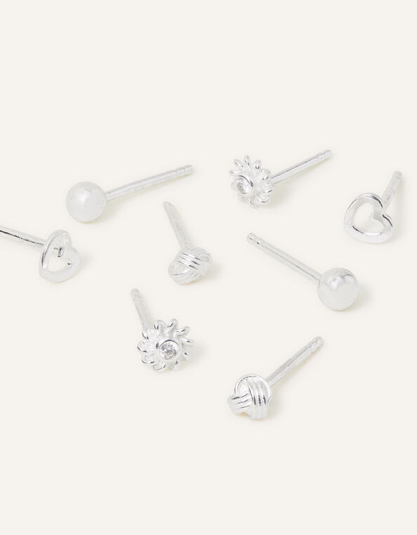 Sterling Silver Mixed Studs 4 Pack, , large