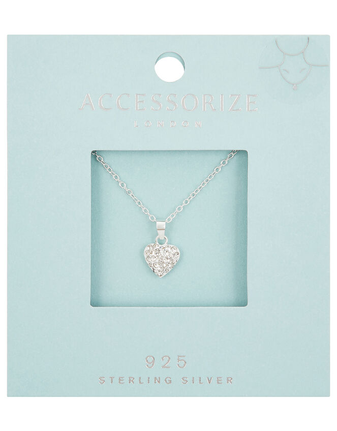 Sterling Silver Sparkle Heart Necklace, , large