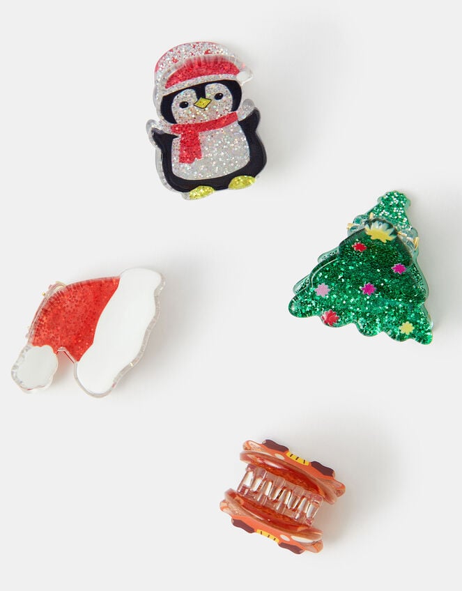 4-Pack Girls Christmas Glitter Claw Clips, , large