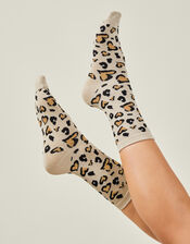 Leopard Print Heart Socks, , large
