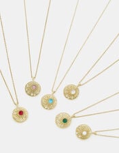 14ct Gold-Plated Birthstone Coin Pendant Necklace, Gold (GOLD), large