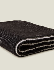 Contrast Rib Knit Scarf, Black (BLACK), large