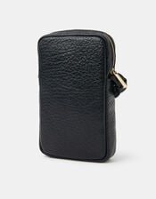 Faux Leather Crossbody Phone Bag, Black (BLACK), large