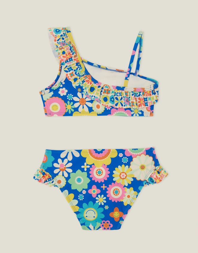 Girls Boho Floral Bikini, Blue (BLUE), large