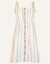 Stripe Button-Through Bandeau Dress, Ivory (IVORY), large