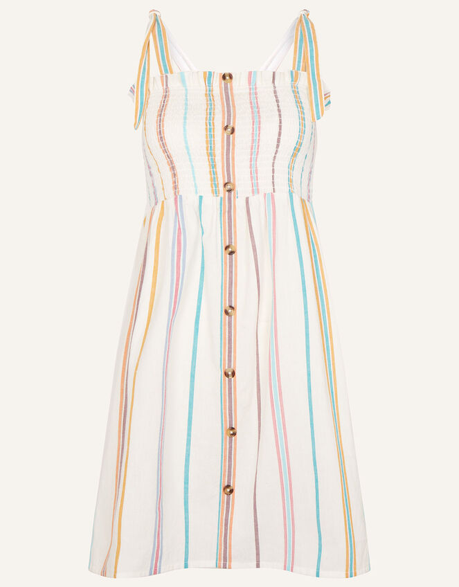 Stripe Button-Through Bandeau Dress, Ivory (IVORY), large