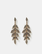 Pav&eacute; Leaf Drop Earrings, , large