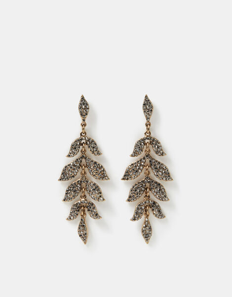 Pav&eacute; Leaf Drop Earrings, , large