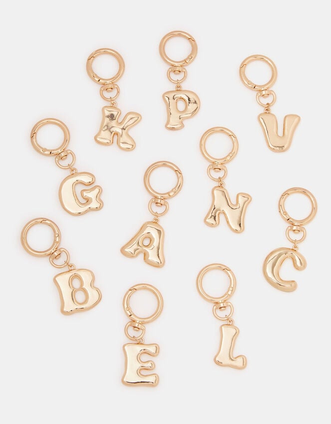 Bubble Initial Bag Charm, Gold (GOLD), large