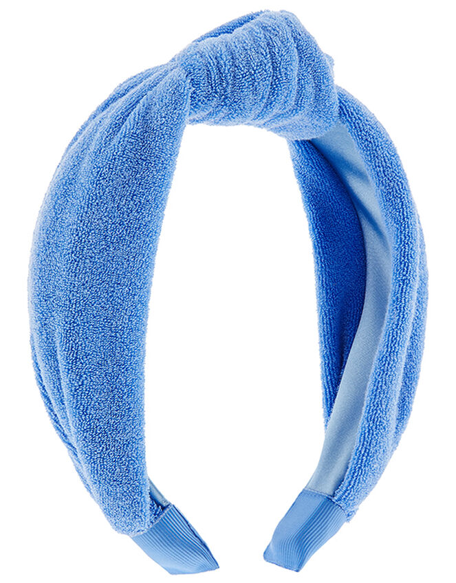 Wide Knot Towelling Headband, Blue (BLUE), large