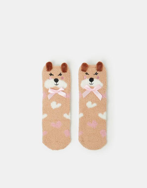 Girls Puppy Bed Socks, Natural (NATURAL), large