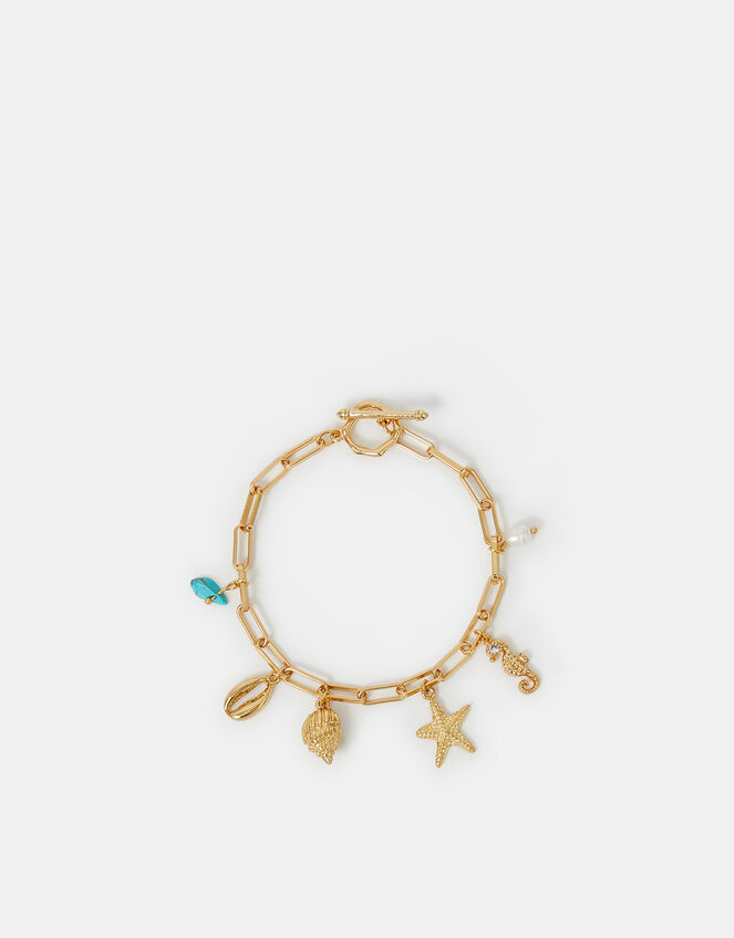 14ct Gold-Plated Beach Charm Bracelet, , large