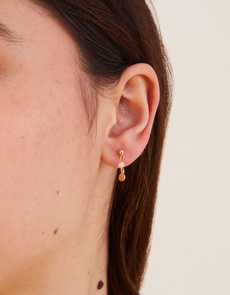 14ct Gold-Plated Pearl and Rose Quartz Earrings Set of Three, , large