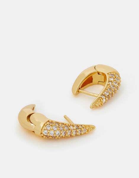 14ct Gold-Plated Diamanté Hook Hoop Earrings, , large