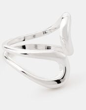 Sterling Silver-Plated Fluid Ring, , large
