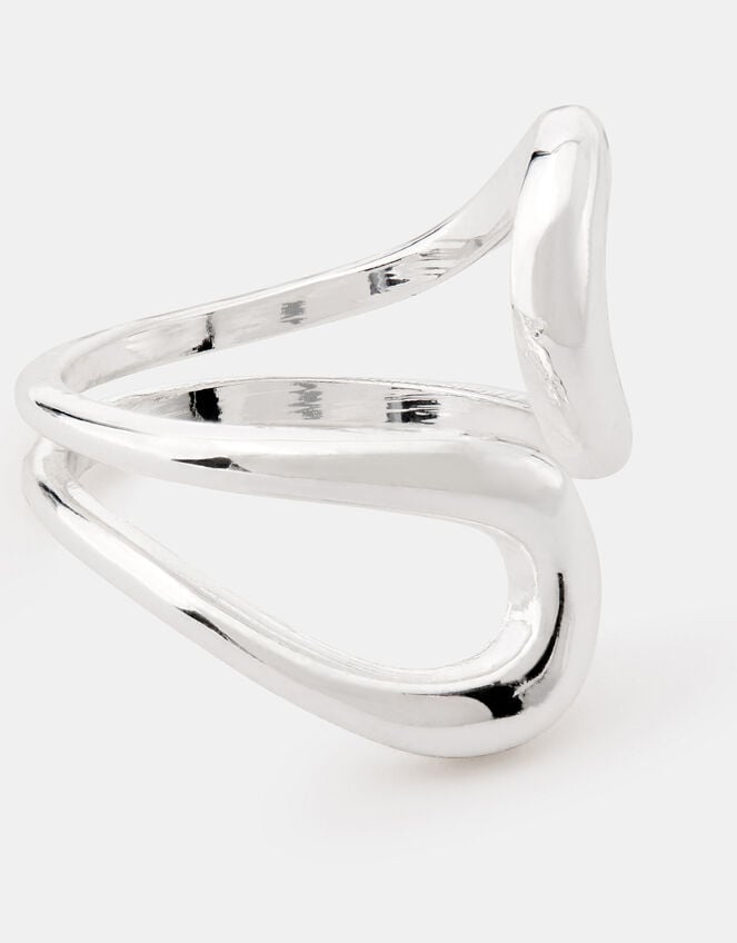 Sterling Silver-Plated Fluid Ring, , large