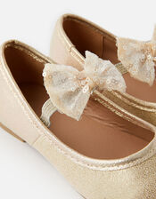 Sequin Bow Ballerina Flats, Gold (GOLD), large