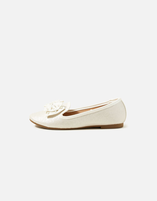 Girls Pearl Bow Slippers, Gold (GOLD), large