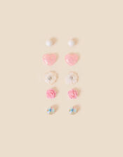 Girls Embellished Pierced Stud Earrings 5 Pack, , large