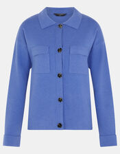 Plain Collar Cardigan, Blue (BLUE), large
