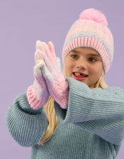 Girls Ombr&eacute; Knit Gloves, Multi (PASTEL MULTI), large
