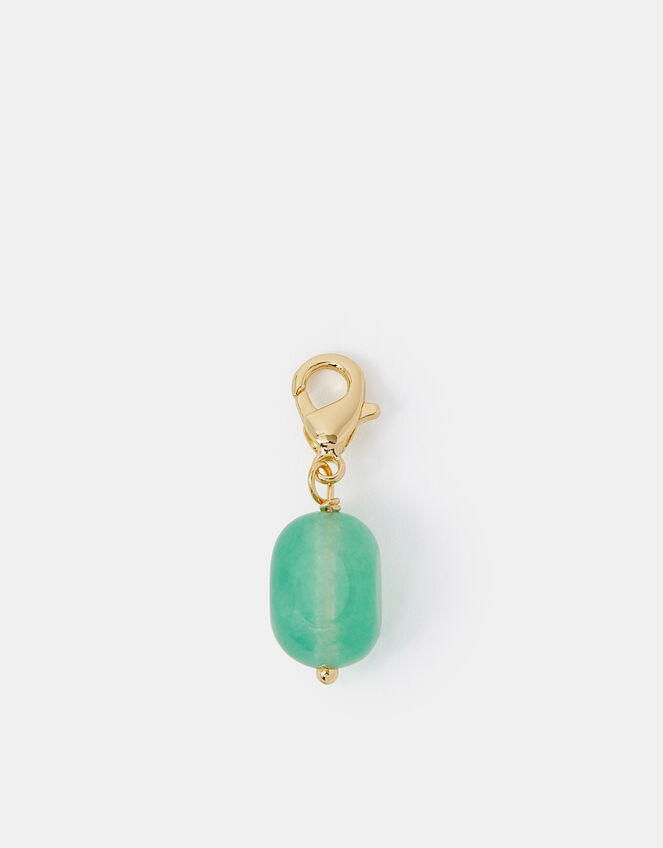 14ct Gold-Plated Semi Precious Stone Charm, Green (GREEN), large