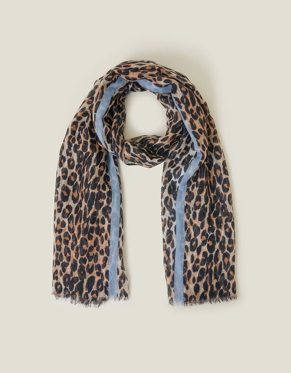 Lightweight Leopard Print Scarf, , large