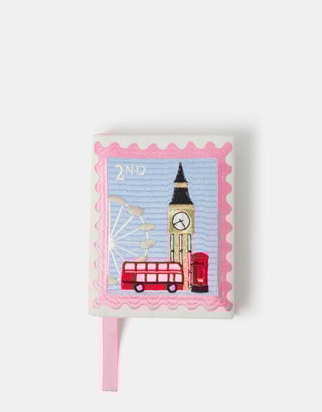 London Stamp Embroidered Notebook, , large