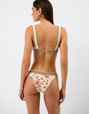 Floral Print Band Bikini Bottoms, Ivory (IVORY), large