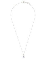 Sterling Silver Pear Solitaire Necklace, , large
