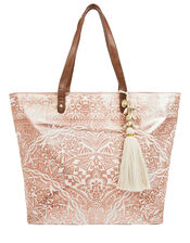 Kea Metallic Print Beach Tote Bag, , large