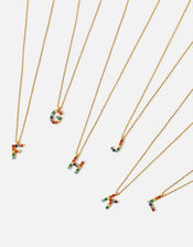 14ct Gold-Plated Rainbow Initial Pendant Necklace, Gold (GOLD), large