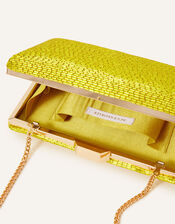 Beaded Hardcase Clutch Bag, Green (LIME), large