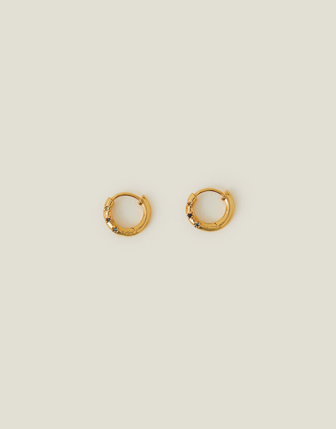 14ct Gold-Plated Gem Hoop Earrings, , large